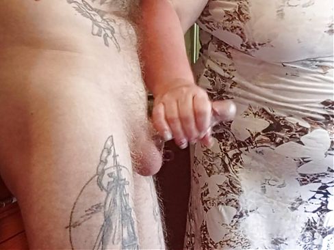 Stepmom saw my dick and started jerking it off until I cum